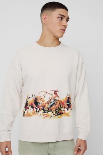 Ecru White Rodeo Graphic Washed Sweatshirt