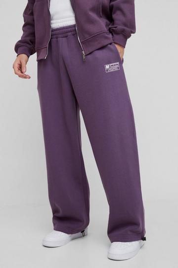 Wide Leg Tie Cuff Double Waistband Joggers purple