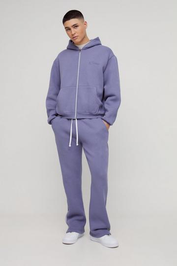 Oversized Boxy Zip Through Gusset Tracksuit purple