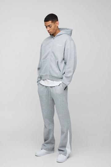 Oversized Boxy Trainingspak Met Rits En Gusset grey marl