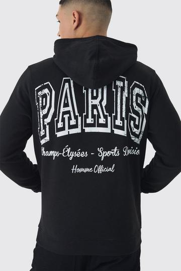 Regular Fit Paris Varsity Graphic Hoodie black