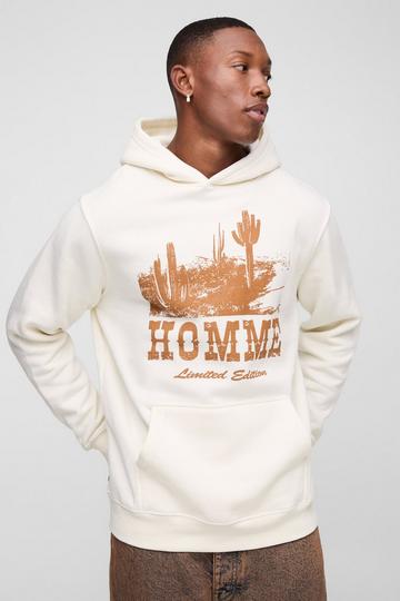 Ecru White Homme Western Cactus Hoodie