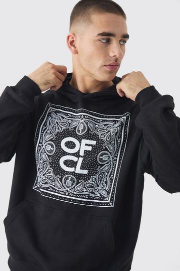 Boxy OFCL Bandana Box Graphic Hoodie black