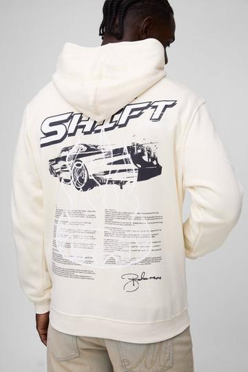 Ecru White Moto Racing Graphic Hoodie