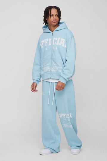 Oversized Boxy Official Print Tracksuit light blue