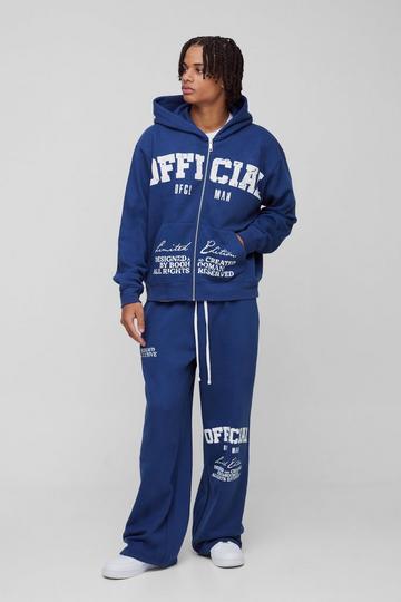 Oversized Boxy Official Print Tracksuit navy