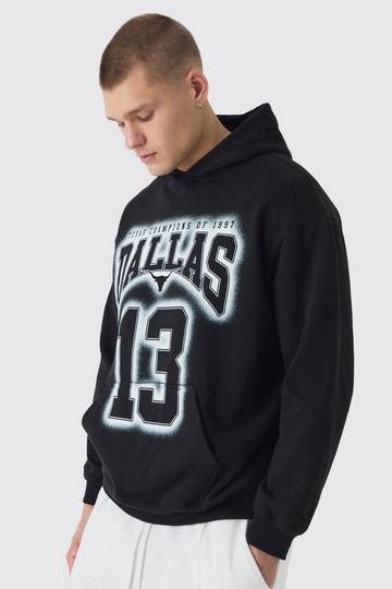 Oversized New York Varsity Stencil Graphic Hoodie black