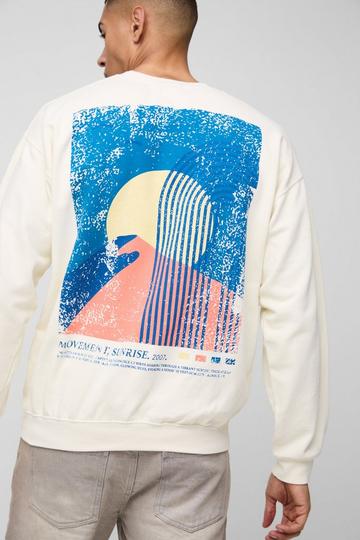 Ecru White Sunrise Graphic Washed Sweatshirt