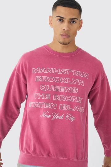 Washed New York Graphic Sweatshirt red