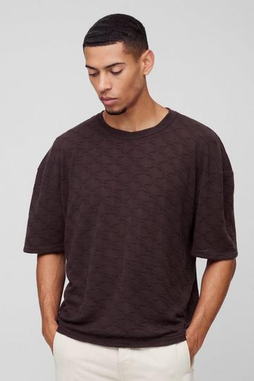 Oversized Boxy T-Shirt Met Textuur chocolate