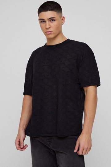 Oversized Boxy Textured T-shirt black