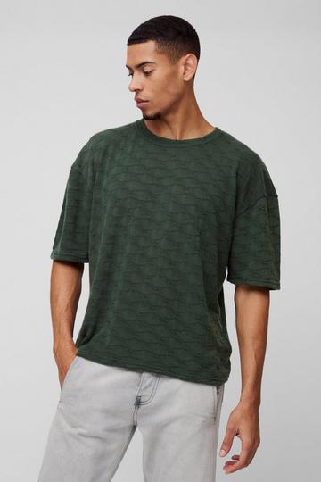 Oversized Boxy Textured T-shirt khaki