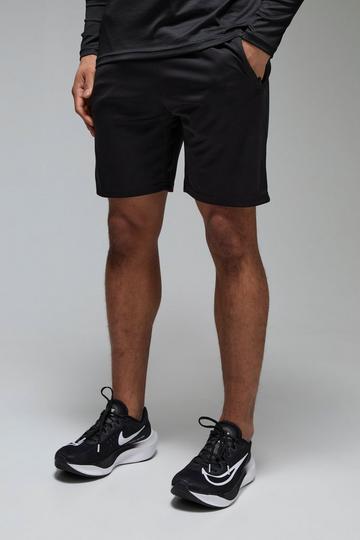 Man Active Zip Pockets Stretch 7inch Gym Short black