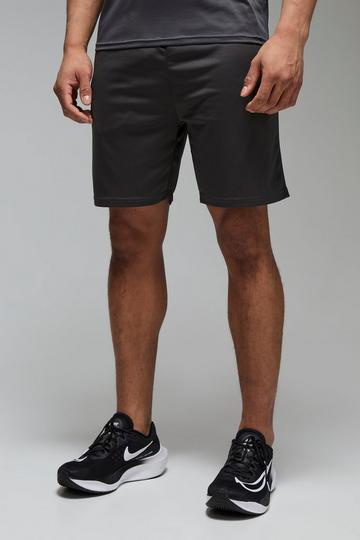 Man Active Zip Pockets Stretch 7inch Gym Short charcoal