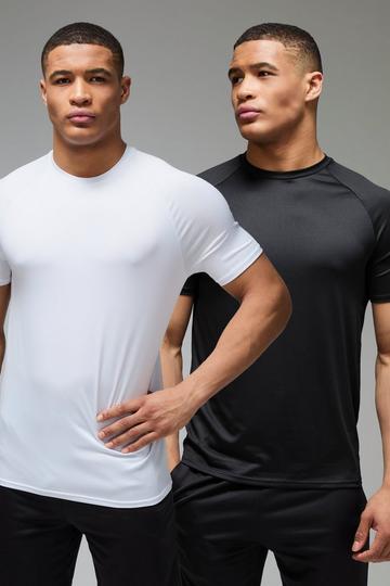 Man Active Lightweight Essentials Gym Regular Fit Raglan T-shirt 2 Pack multi