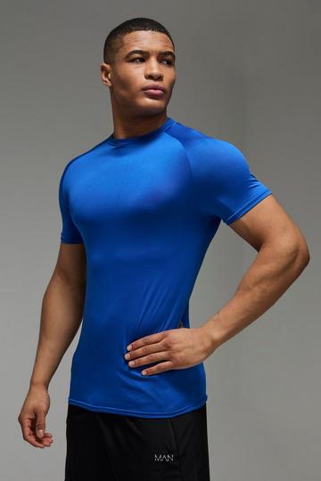 Man Active Lightweight Essentials Gym Muscle Fit Raglan T-shirt cobalt