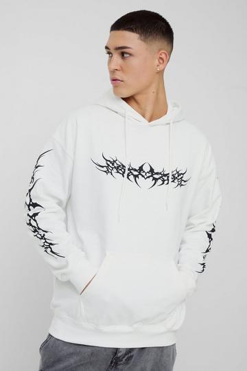 Oversized Gothic Graphic Hoodie white