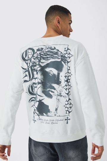 Oversized OFCL Tonal Renaissance Graphic Sweatshirt white