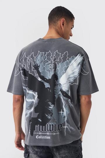 Oversized Acid Wash Gebleekt T-Shirt Met Naaddetail black