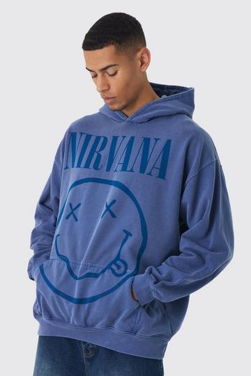 Oversized Gelicenseerde Nirvana Wash Hoodie blue