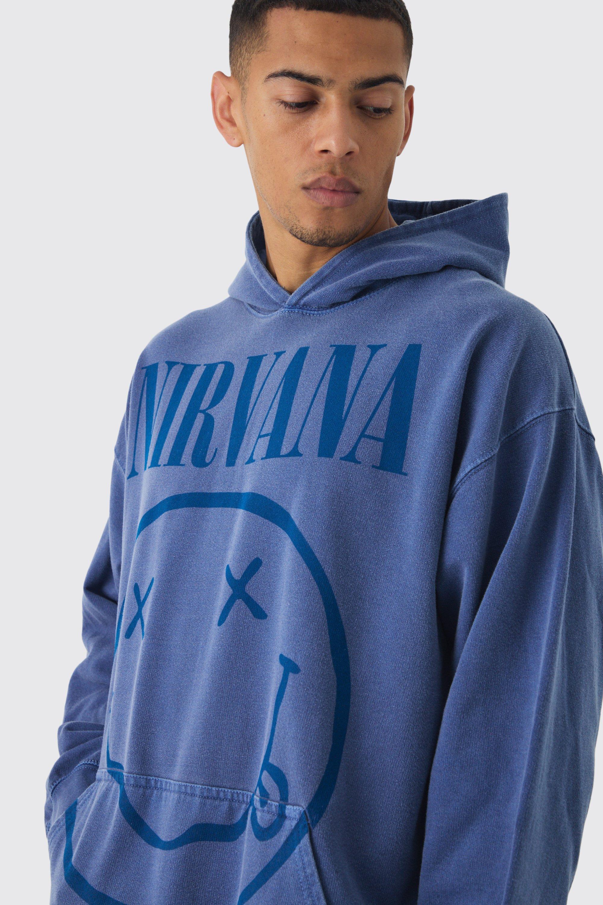 Oversized Nirvana Wash License Print Hoodie boohoo NO