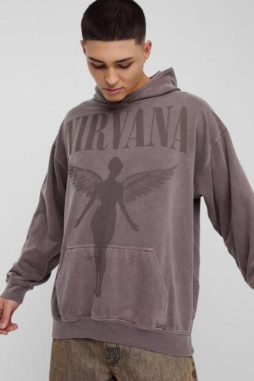 Oversized Gelicenseerde Nirvana Wash Hoodie chocolate