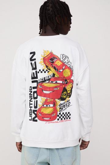 Oversized Disney Cars License Print Sweatshirt white