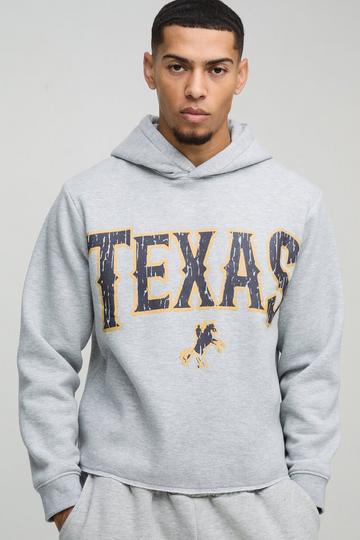 Grey Boxy Marl Raw Hem Texas Western Hoodie