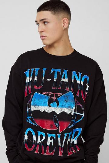 Oversized Wu-Tang Clang Band License Print Sweatshirt black