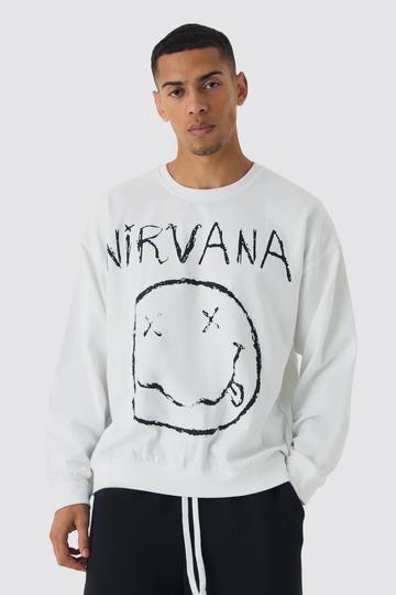 Oversized Nirvana Band License Print Sweatshirt white