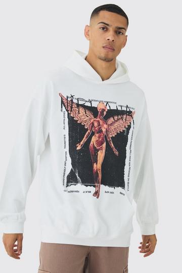 Oversized Nirvana Band License Print Hoodie white