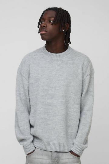 Oversized Boxy Brushed Knitted Jumper grey