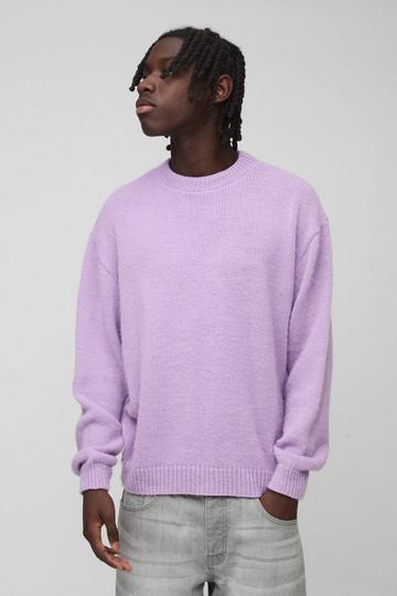 Oversized Boxy Brushed Knitted Jumper purple