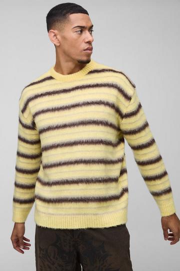 Oversized Geborstelde Trui Met Crewneck yellow