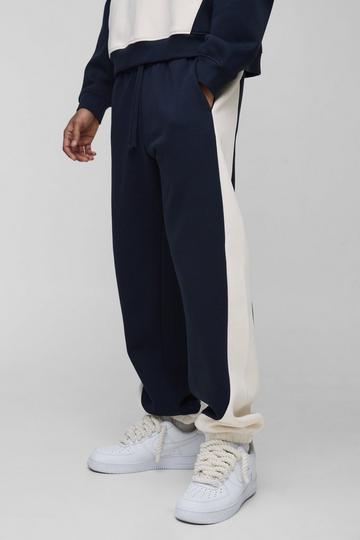 Navy Oversized Colour Block Cuffed Jogger