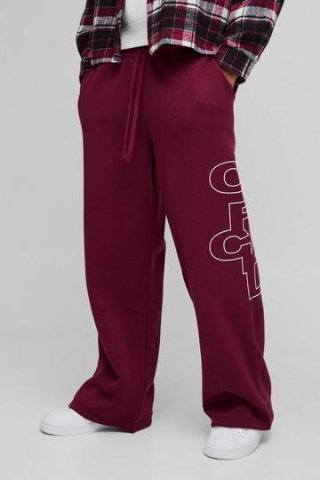 Wide Leg Official Outline Jogger burgundy