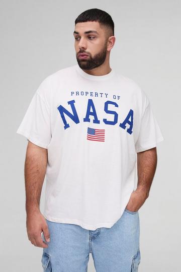 Plus Oversized Gelicenseerd Nasa Logo T-Shirt white