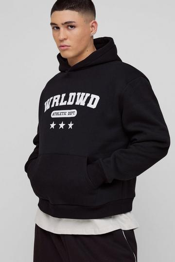 Oversized Boxy Worldwide Star Hoodie black