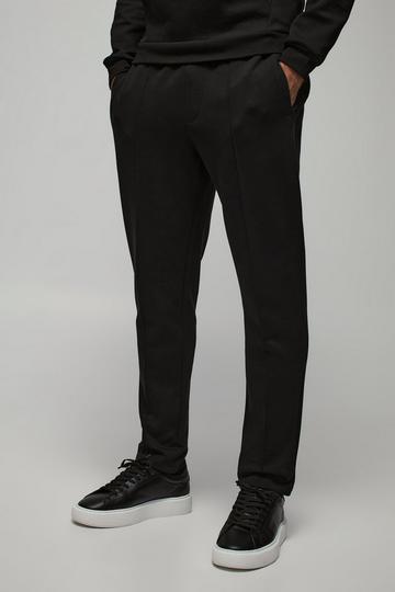 Slim Fit Peached Tapered Pintuck Jogger black