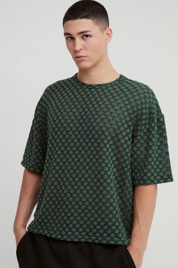 Oversized Boxy Jersey Jacquard T-shirt forest