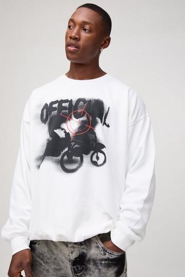 Oversized Official Motobike Graphic Sweatshirt white