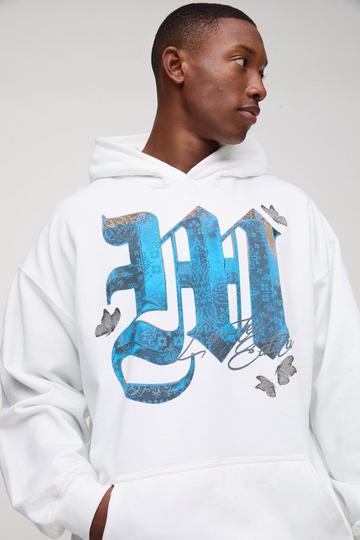 Oversized Gothic M Graphic Hoodie white