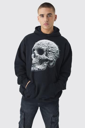 Oversized Skull Graphic Hoodie black