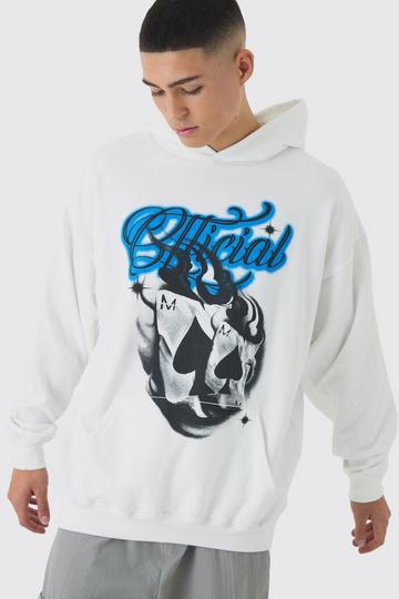 Oversized Official Cards Graphic Hoodie white