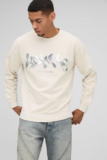 Oversized Metallic Homme Washed Sweatshirt stone