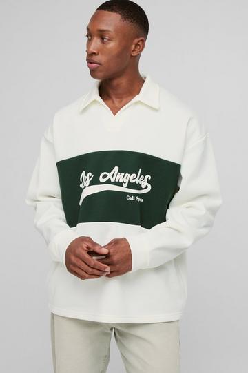 Oversized Varsity Los Angeles Rugby Polo forest