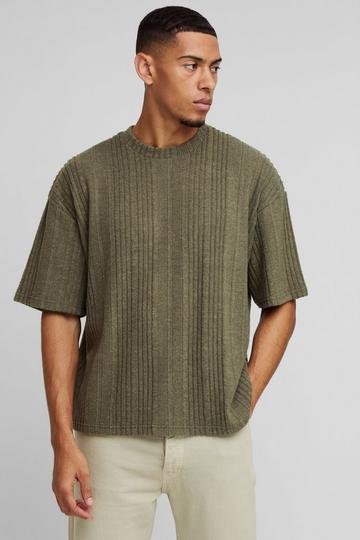 Oversized Marl Brushed Rib T-shirt khaki