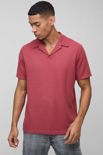 Wafel Gebreide Regular Fit Polo Met Revers Kraag dusty pink