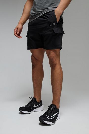 Black Man Active Stretch Woven 5inch Cargo Short