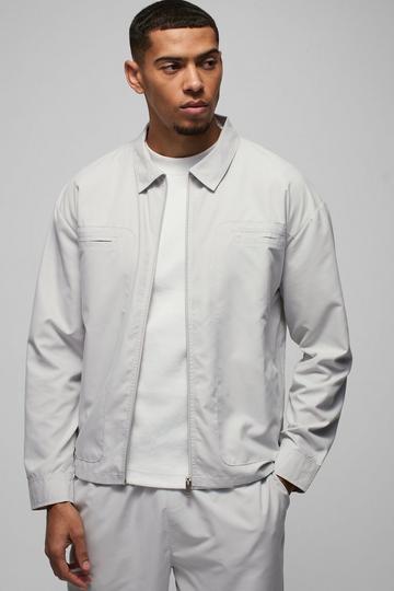 Regular Fit Pocket Detail Nylon Overshirt light grey